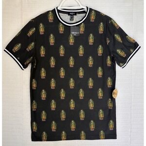 Forever 21 Men's Virgin Mary T-shirt All Over Graphic Religious NWT Small